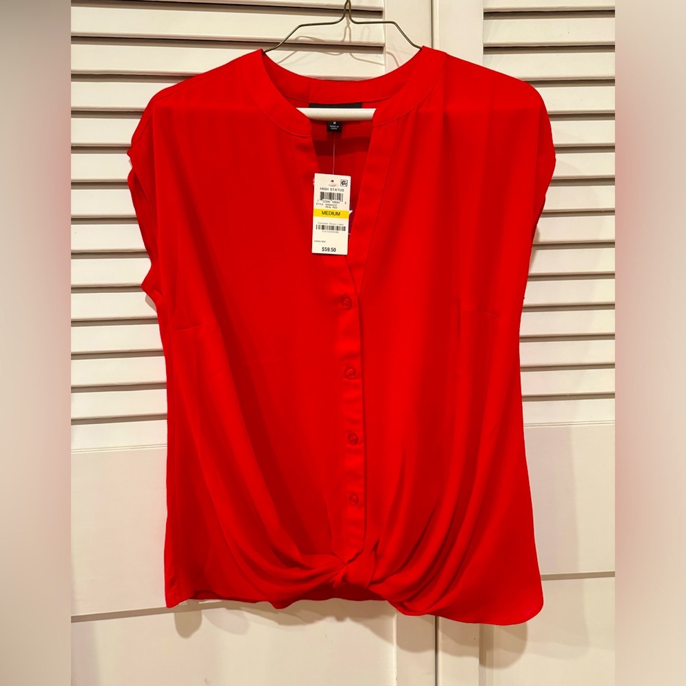 NWT INC International Concepts Women's Red Button-Down Top